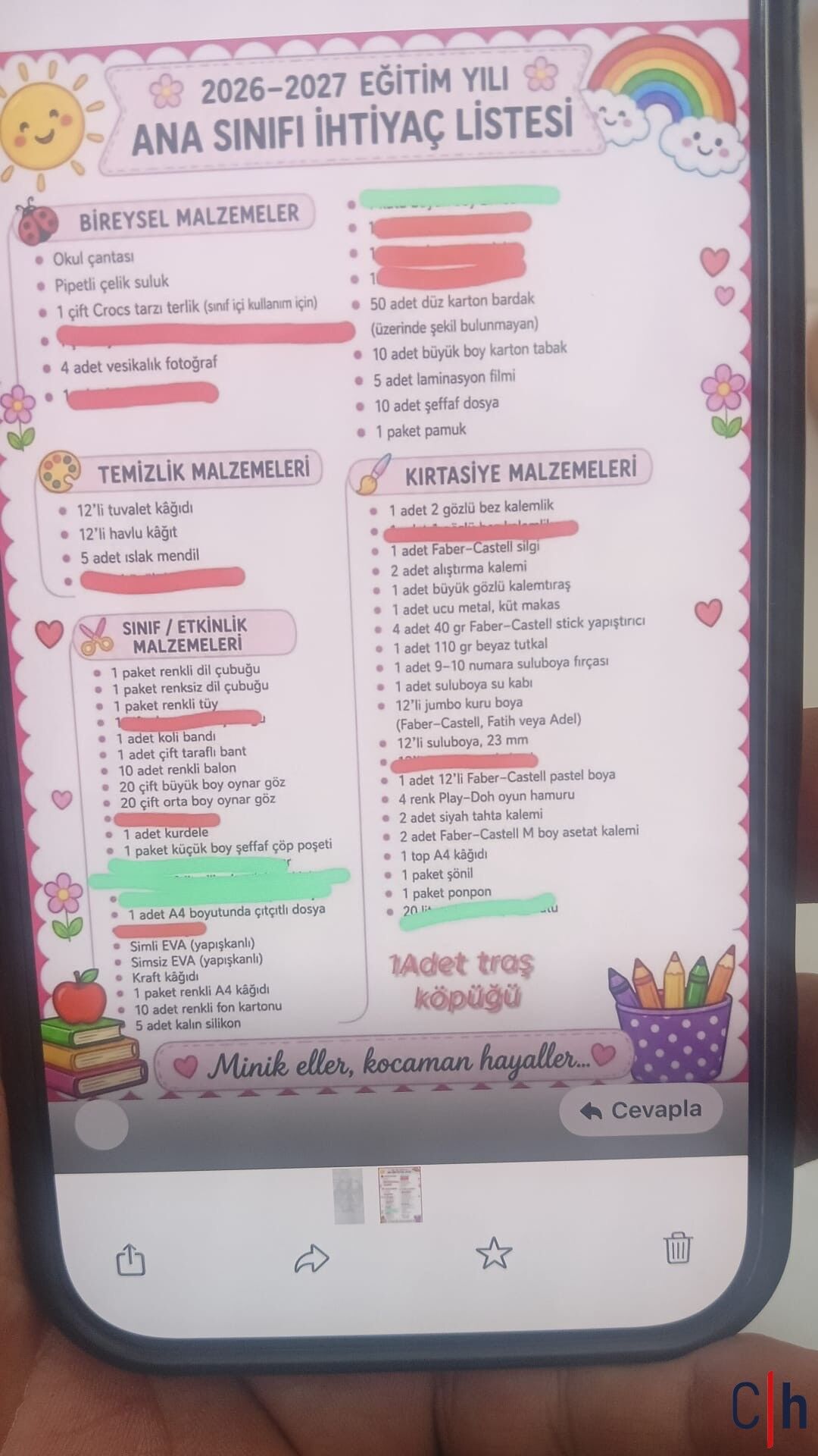 Hakkâri’de ana sınıfı ihtiyaç listesi velileri düşündürdü