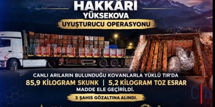 Hakkari’de arı kovanlarının içinden 91,1 kilo skunk çıktı