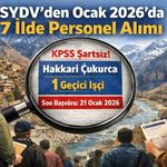 Hakkari Çukurca’da SYDV Personel Alımı Başladı