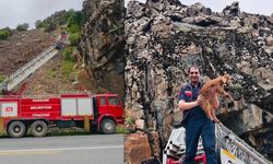 Hakkari’de Keçi Yavrusu Kayalıklardan İtfaiye Merdiveniyle Kurtarıldı