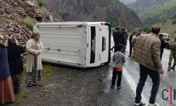 Hakkari'de Direksiyon Hakimiyetini Kaybeden Minibüs Kaza Yaptı: 3 Yaralı