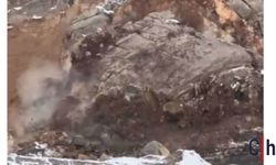 Hakkari-Çukurca Yolunda Korkutan Anlar: Dev Kaya Yola Doğru Hareket Etti