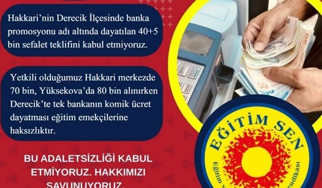Derecik’te Eğitim Emekçilerinden Promosyon Tepkisi: “Bu Teklif Adaletsiz ve Kabul Edilemez”