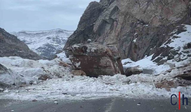Tehlikeli Anlar: Dağdan Kopan Kayalar Ulaşımı Engelledi
