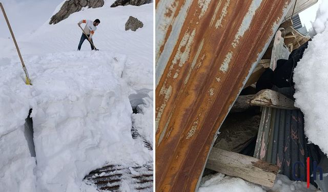 Hakkâri’de Kar Çatıyı Çökertti: Ev Kullanılamaz Hale Geldi