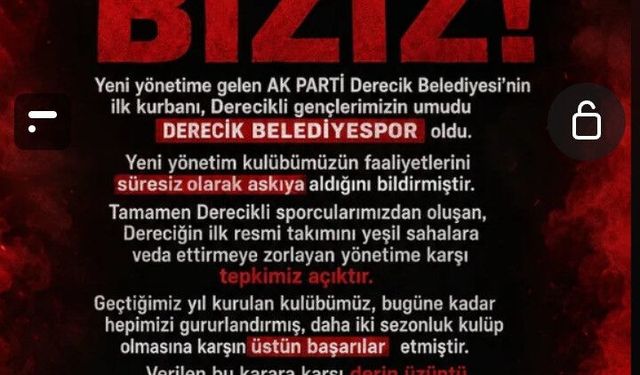 AK Parti Derecik Belediyesi’nden Belediyespor Kararı: Faaliyetler Askıya Alındı