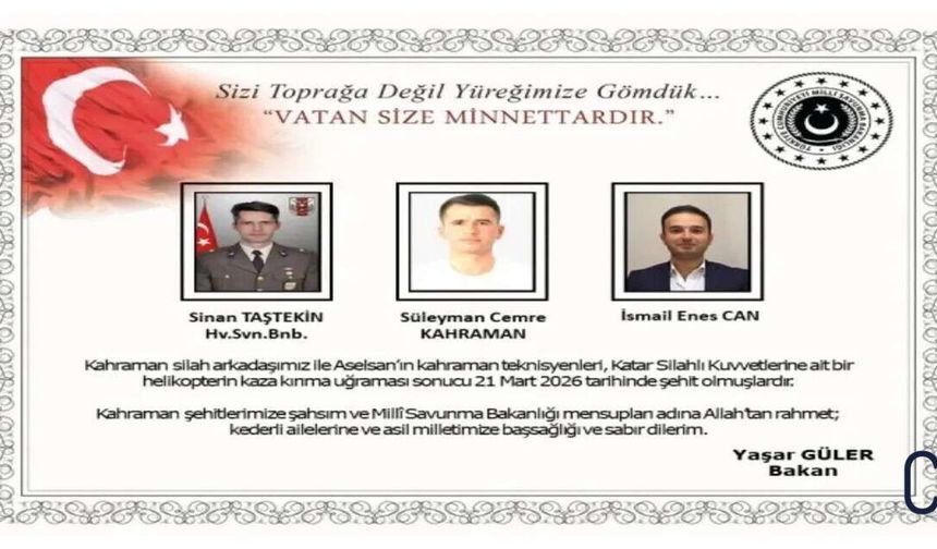 Katar’da Askeri Helikopter Faciası: 3 Türk Personel Şehit Oldu