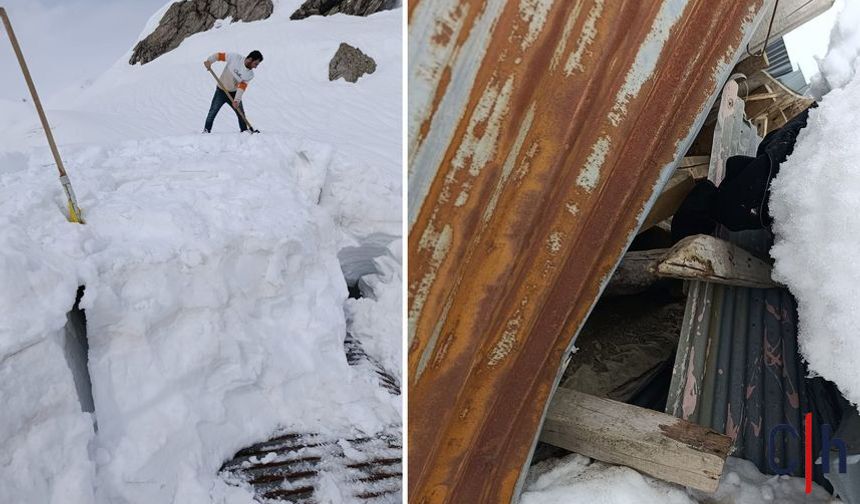 Hakkâri’de Kar Çatıyı Çökertti: Ev Kullanılamaz Hale Geldi