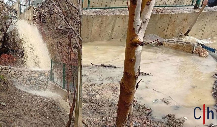 Hakkari’de dere taştı: Bir evin bahçesi sular altında kaldı