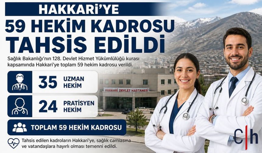 Sağlık Bakanlığı’ndan Hakkari’ye 35 Uzman, 24 Pratisyen Hekim