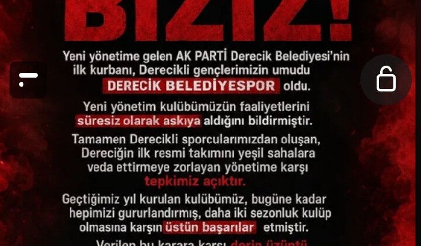 AK Parti Derecik Belediyesi’nden Belediyespor Kararı: Faaliyetler Askıya Alındı