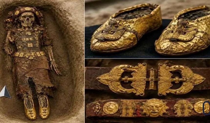 Mezarda altın Ayakkabılar bulundu