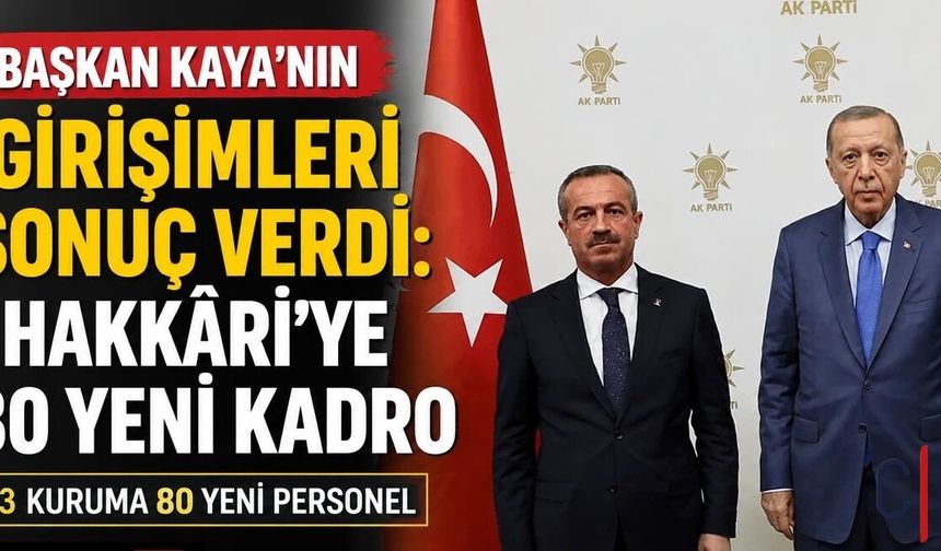 Başkan Kaya Duyurdu: Hakkâri’ye 80 Yeni Kadro