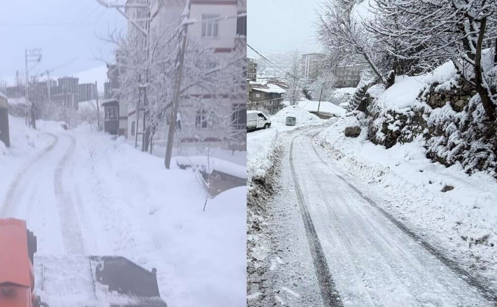 Hakkari’de Karla Mücadele Gece Boyu Sürdü, Okullar Tatil Edildi