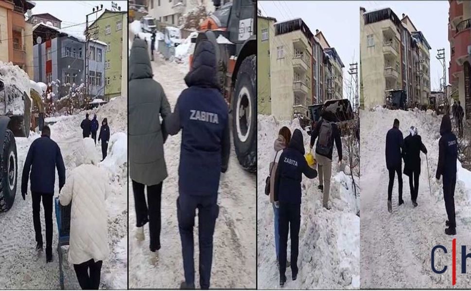 Hakkari Belediyesi Zabıta Ekiplerinden Karla Mücadelede Örnek Davranış
