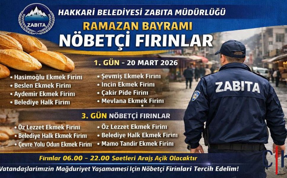 Hakkari Belediyesi Açıkladı: Bayramda Hangi Fırınlar Açık Olacak?