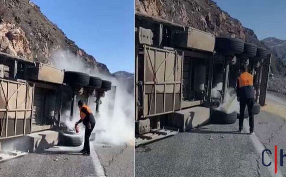 Hakkari-Van Karayolunda Tır Yan Yattı: Facianın Eşiğinden Dönüldü