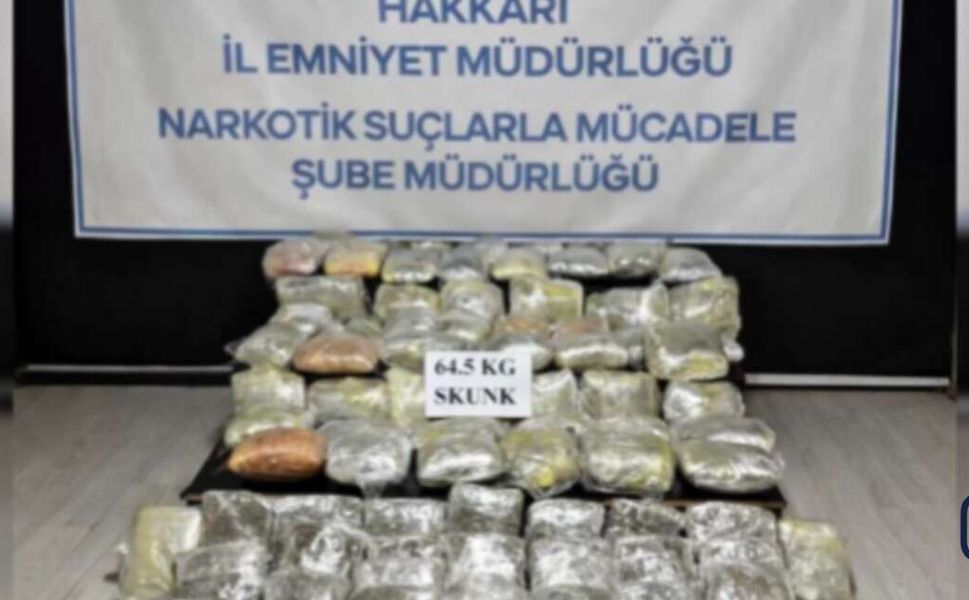 Hakkâri’de Dev Narkotik Operasyonu: 64,5 Kilo Skunk Ele Geçirildi