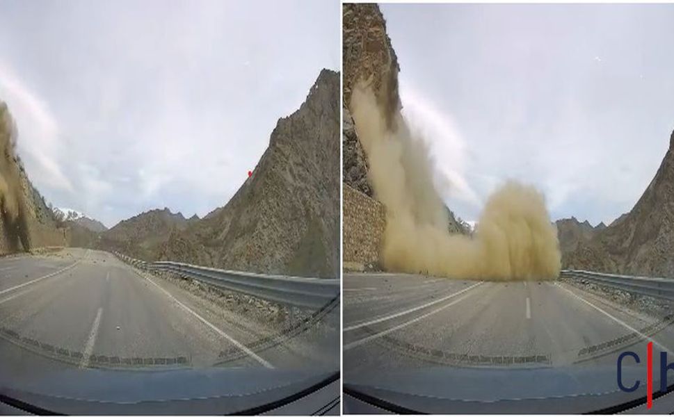 Hakkâri-Van Karayolunda Heyelan Kamerada