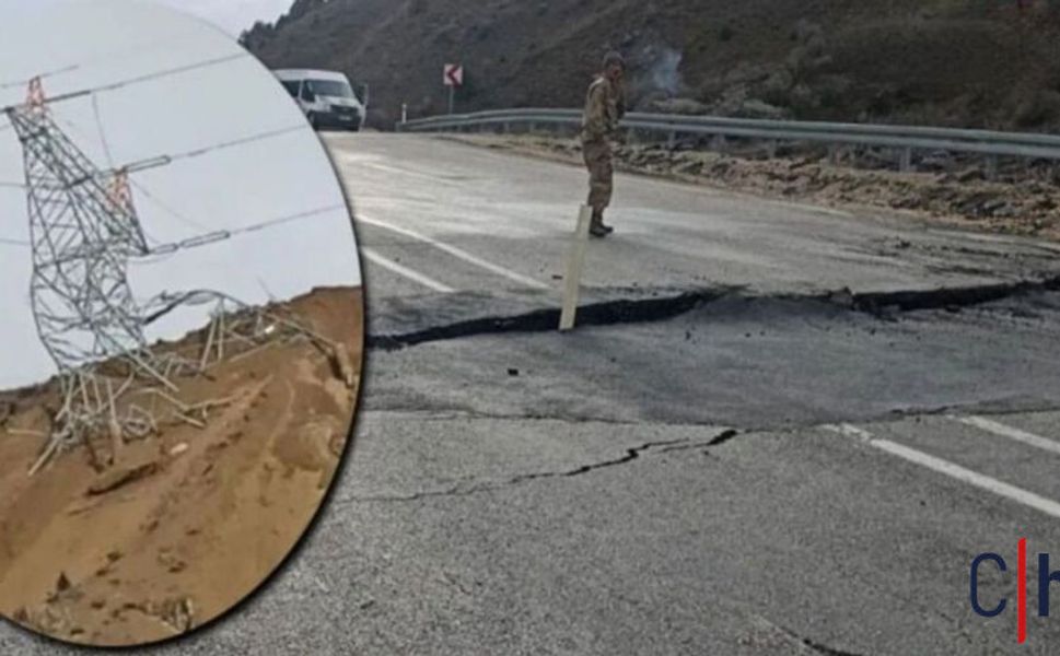 Hakkari-Van yolunda heyelan alarmı: Yol ikiye bölündü, enerji hattı risk altında