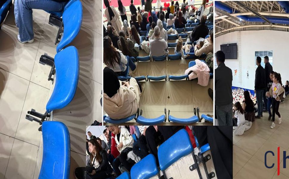 Hakkâri’de 23 Nisan’da utandıran manzara: Aileler kırık koltuklar nedeniyle ayakta kaldı