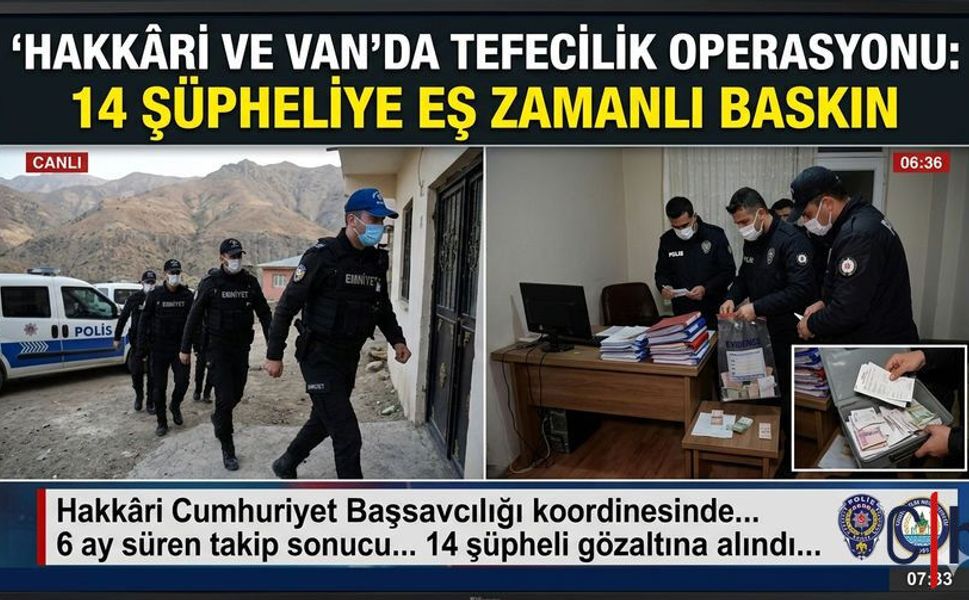 Hakkâri'de Tefecilik Operasyonu: 14 Şüpheliye Eş Zamanlı Baskın