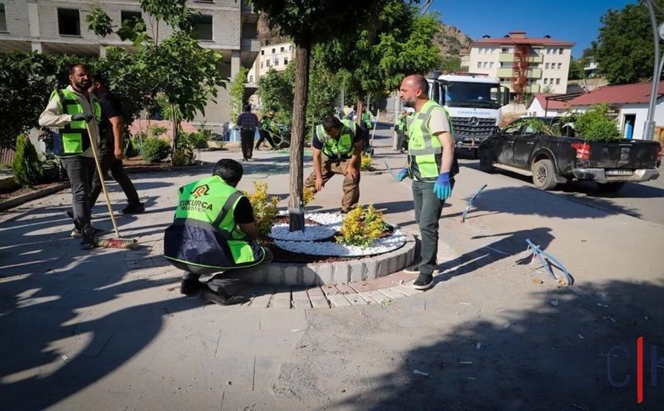Çukurca’da peyzaj çalışmaları sürüyor, Başkan Demir ekiplere eşlik etti