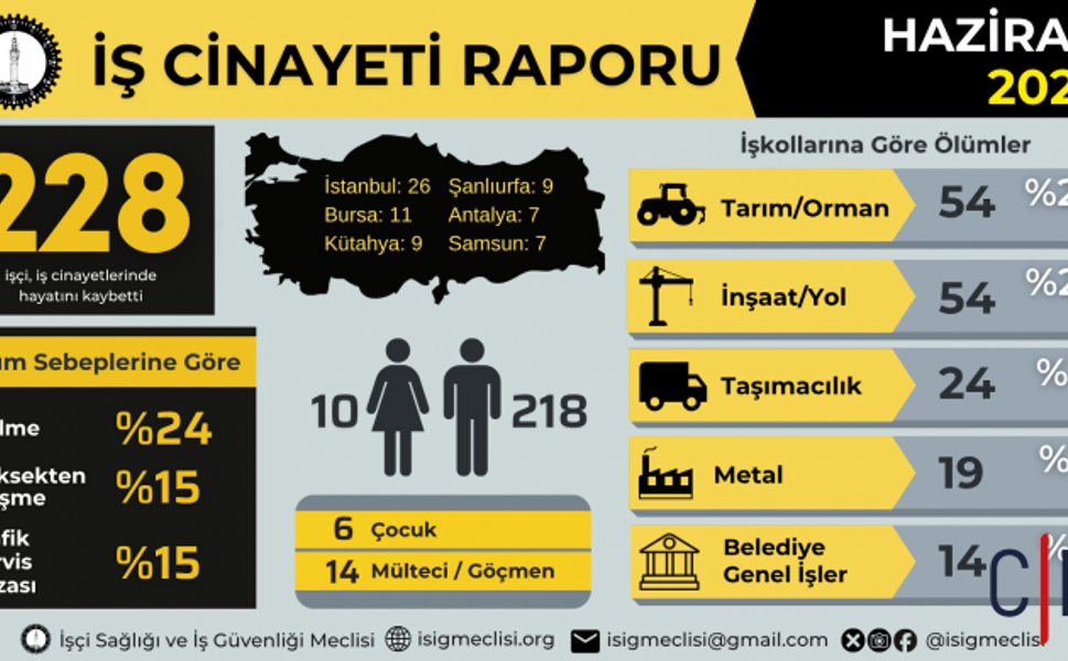 İSİG Meclisi Haziran Ayı Raporunu Açıkladı: 228 İşçi Hayatını Kaybetti