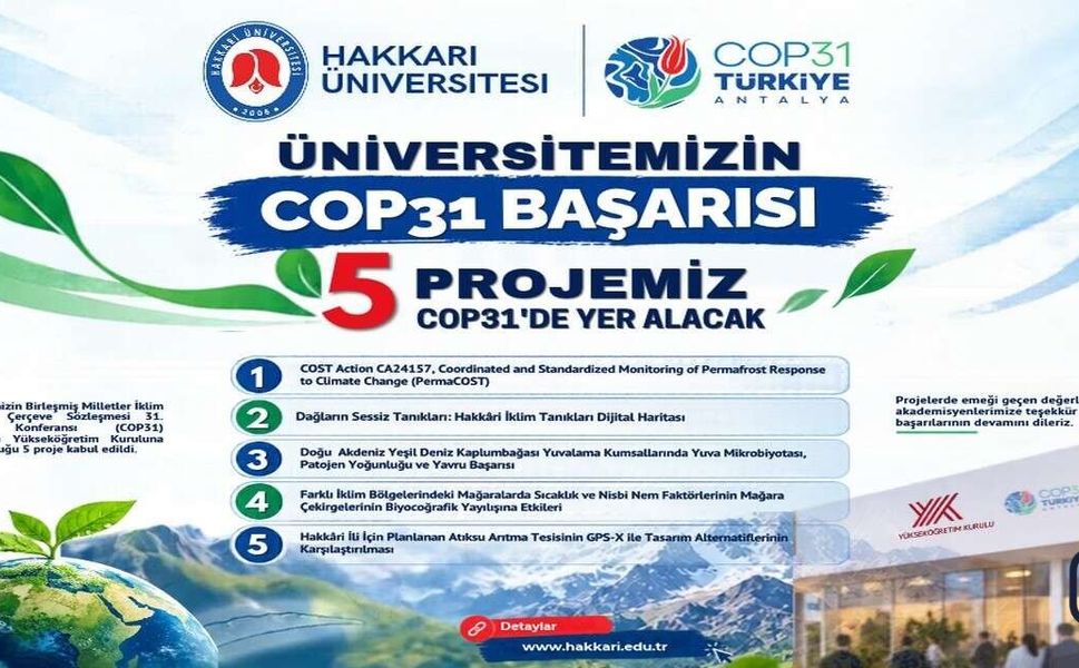 Hakkari Üniversitesi’nin 5 Projesi COP31’de kabul edildi
