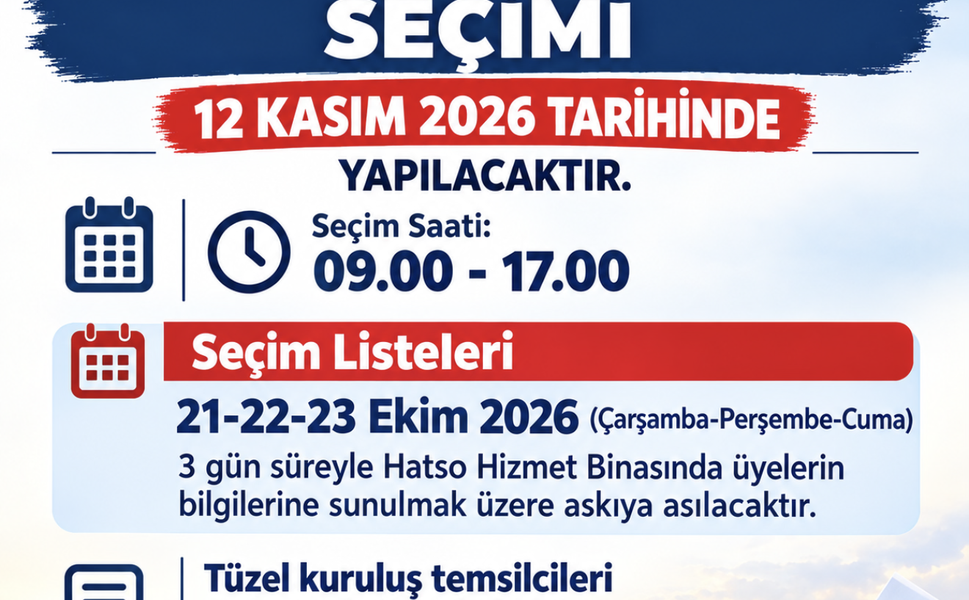 HATSO’da seçim tarihi belli oldu: Sandık 12 Kasım’da kurulacak